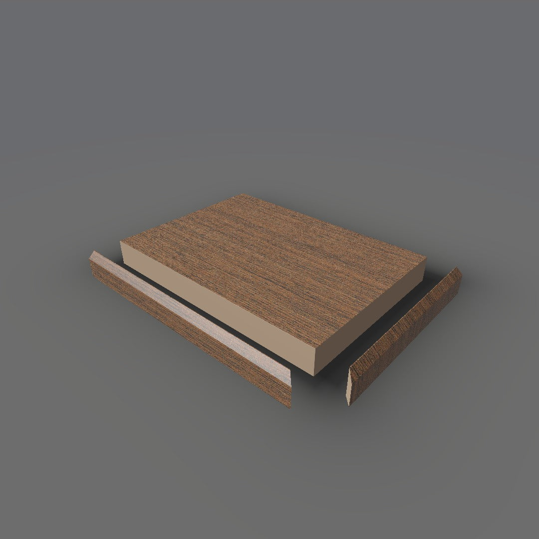 Formica 5884 exploded view - deck, bevel trim and MDF core