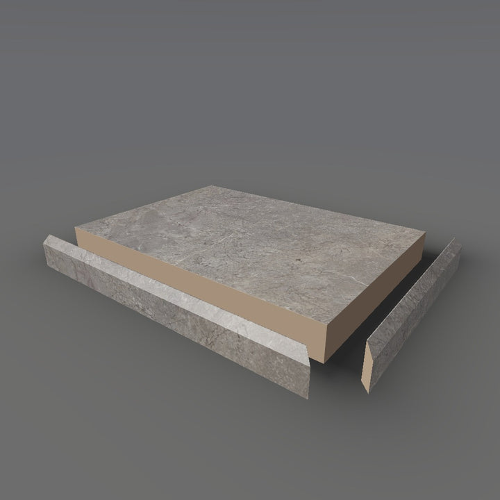 Formica 7407 exploded view - deck, bevel trim and MDF core