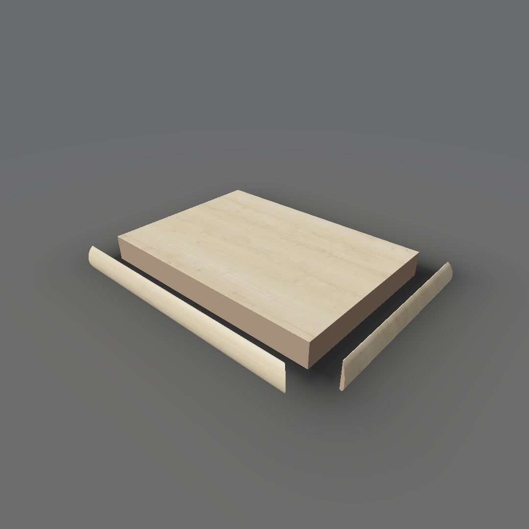 Formica 7412 exploded view - deck, bullnose trim and MDF core