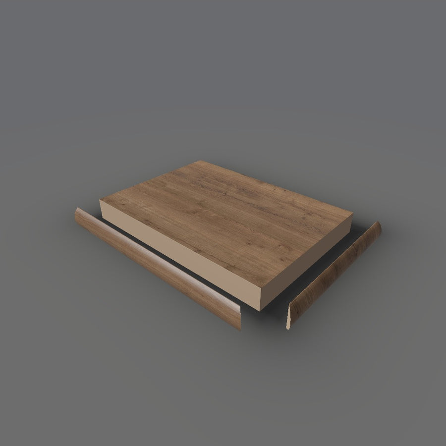 Formica 7413 exploded view - deck, bullnose trim and MDF core
