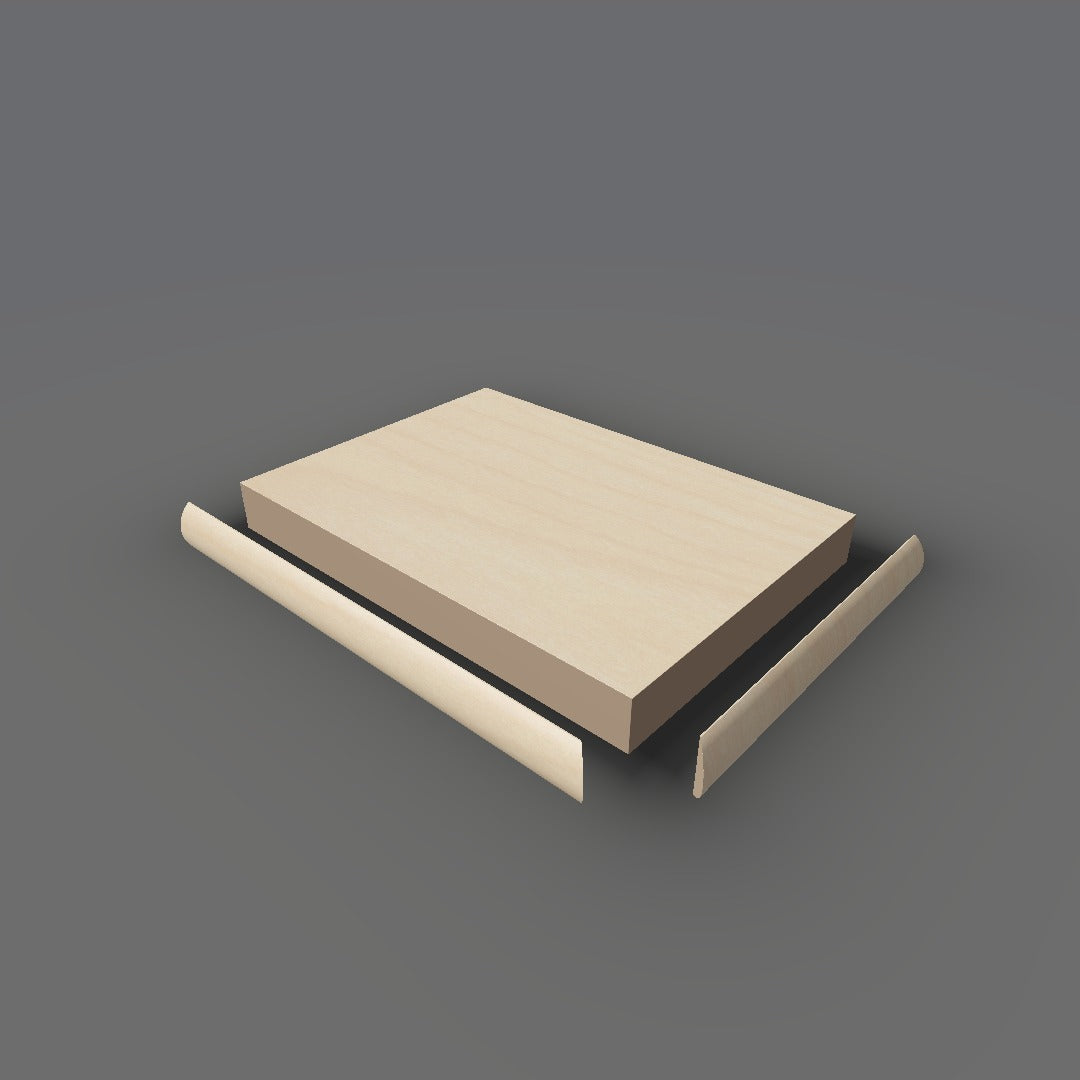 Formica 756 exploded view - deck, bullnose trim and MDF core