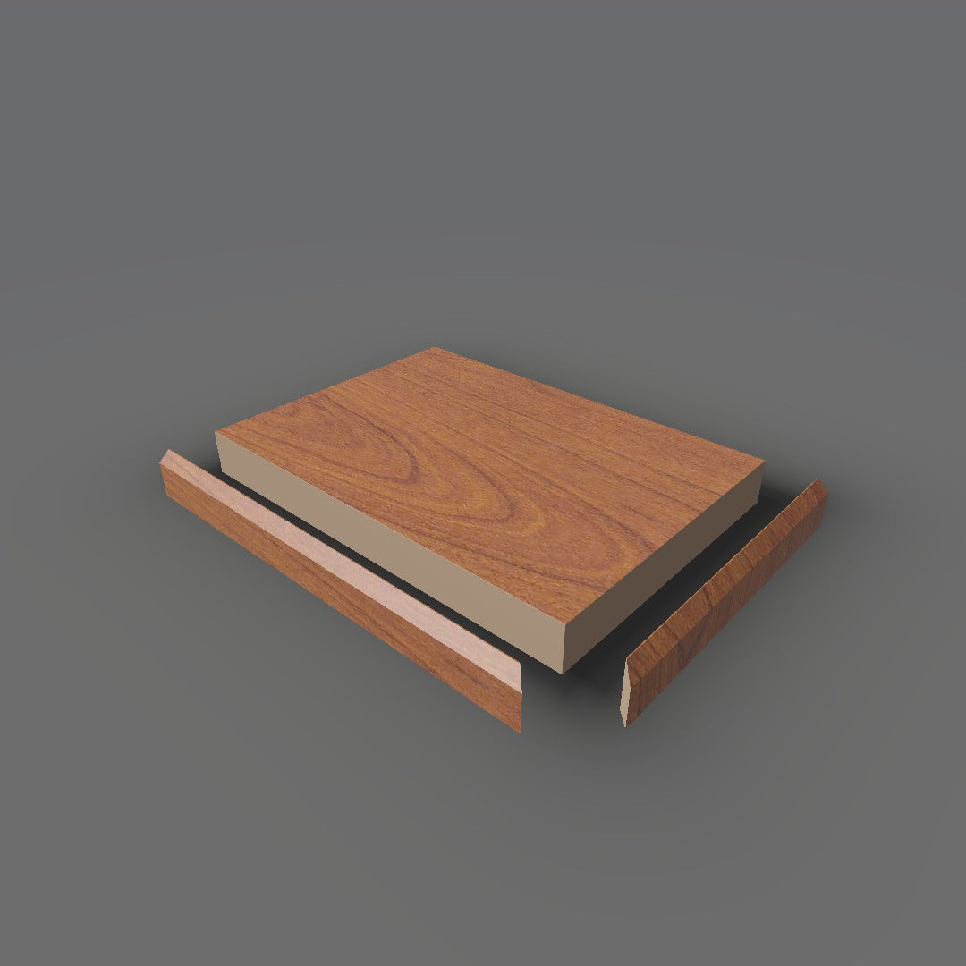 Formica 758 exploded view - deck, bevel trim and MDF core