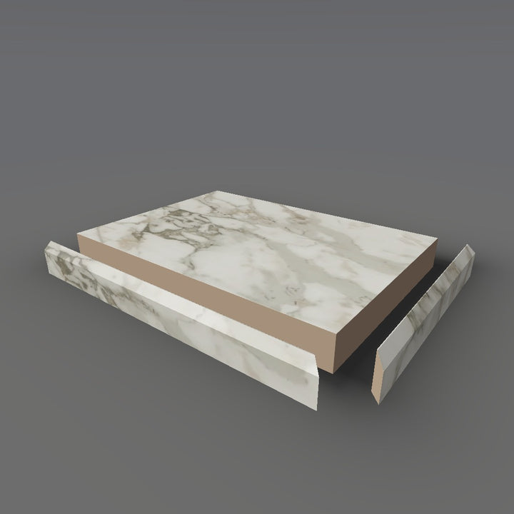 Formica 7606 exploded view - deck, bevel trim and MDF core