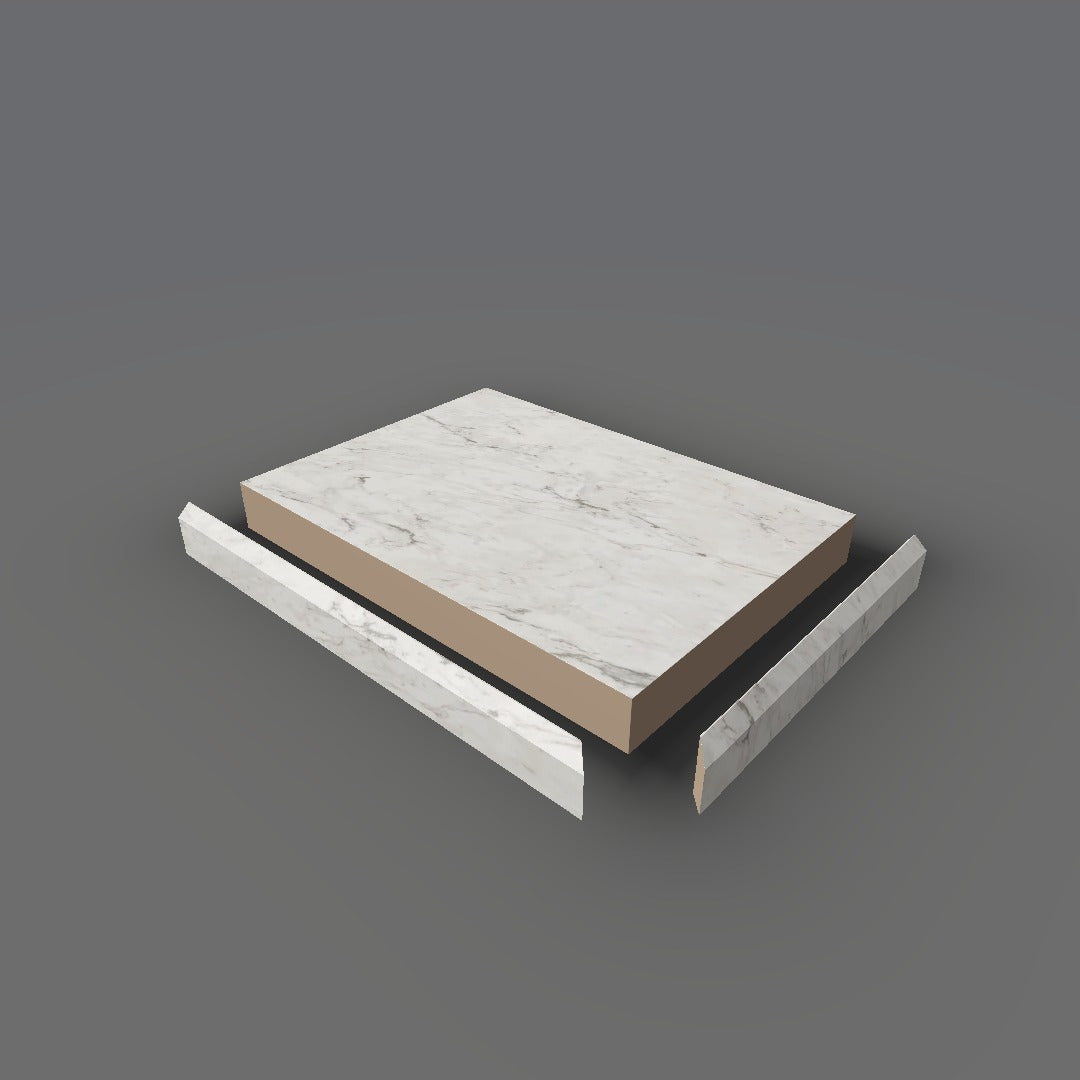 Formica 7997 exploded view - deck, bevel trim and MDF core