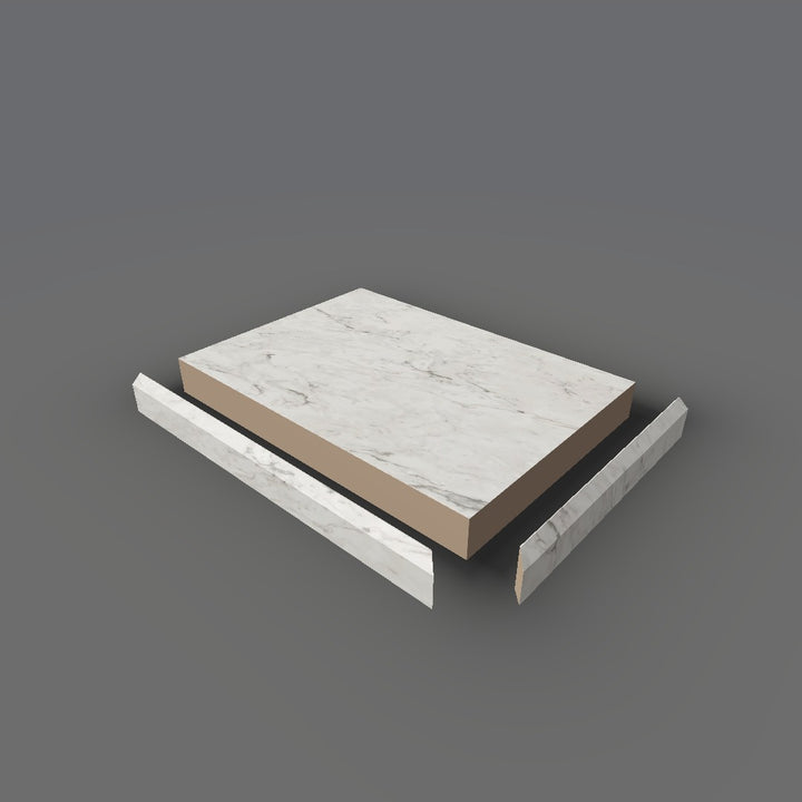 Formica 7997 exploded view - deck, bevel trim and MDF core