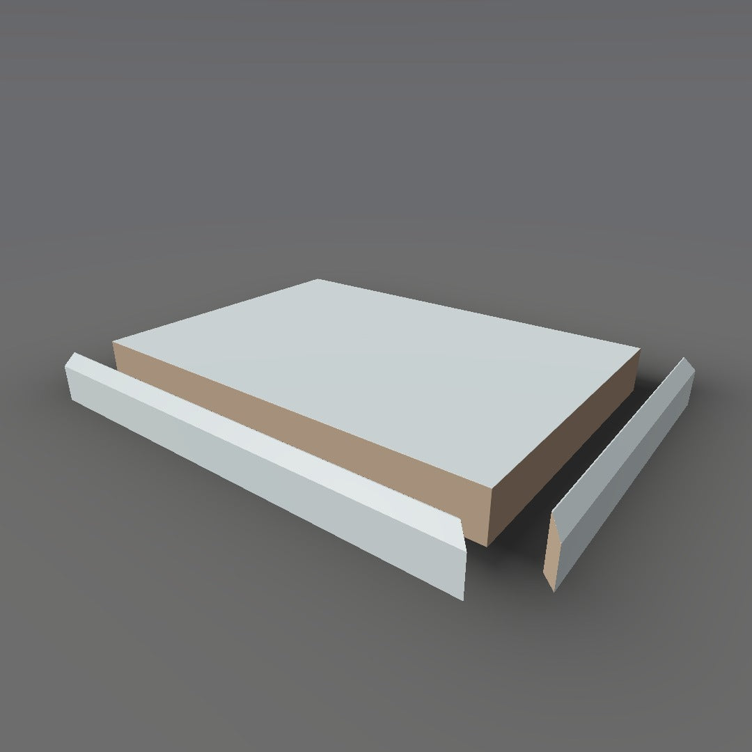 Formica 8240 exploded view - deck, bevel trim and MDF core