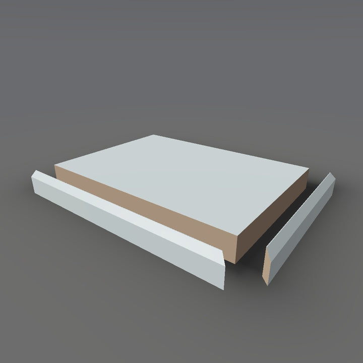 Formica 8240 exploded view - deck, bevel trim and MDF core