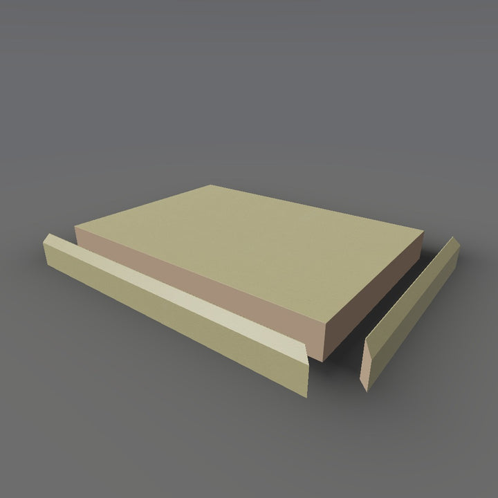 Formica 8680 exploded view - deck, bevel trim and MDF core