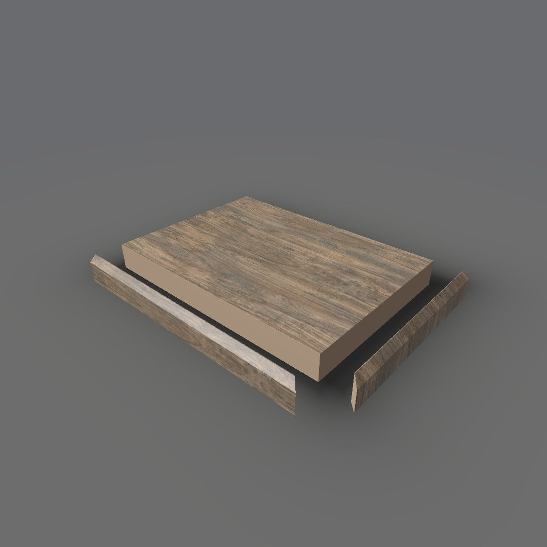 Formica 8685 exploded view - deck, bevel trim and MDF core