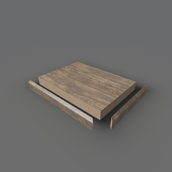 Formica 8685 exploded view - deck, bevel trim and MDF core