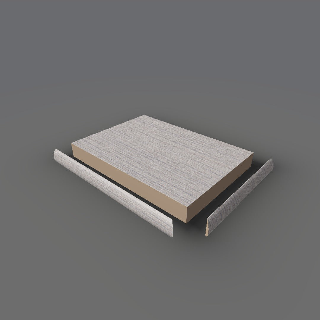 Formica 8827 exploded view - deck, bullnose trim and MDF core