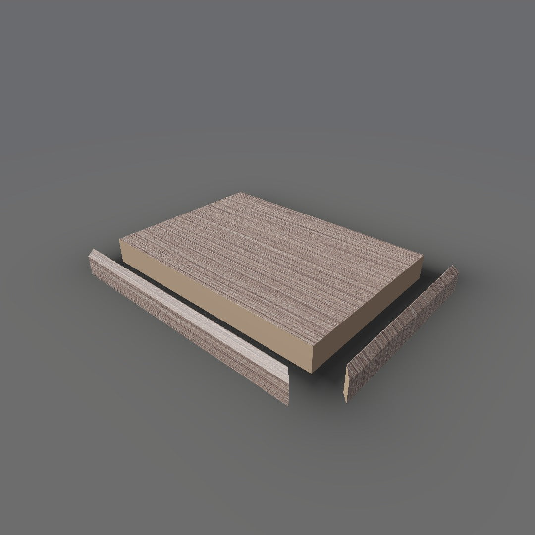 Formica 8828 exploded view - deck, bevel trim and MDF core