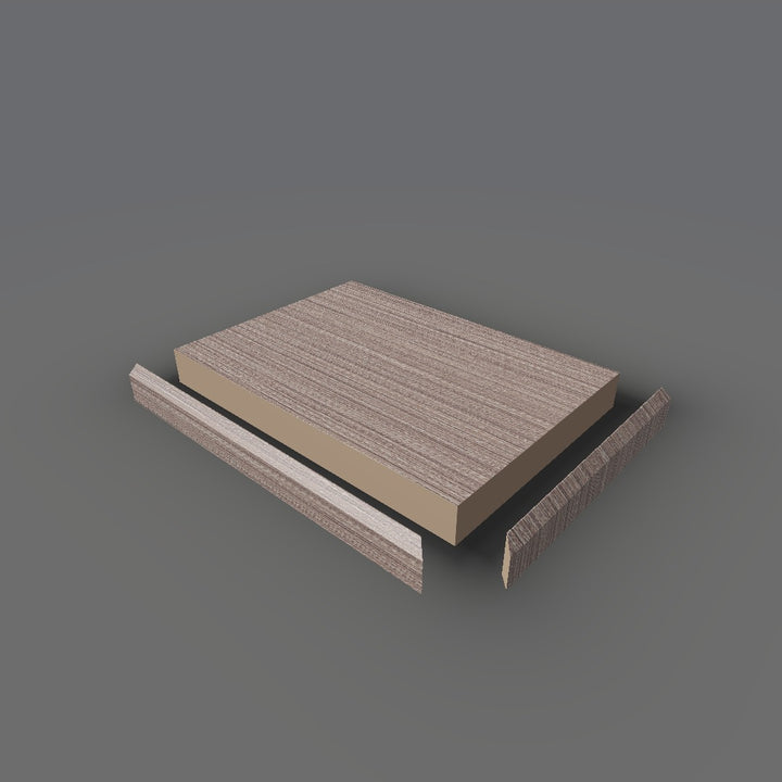 Formica 8828 exploded view - deck, bevel trim and MDF core