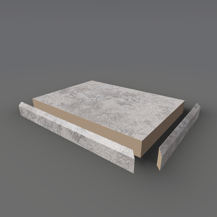 Formica 8830 exploded view - deck, bevel trim and MDF core