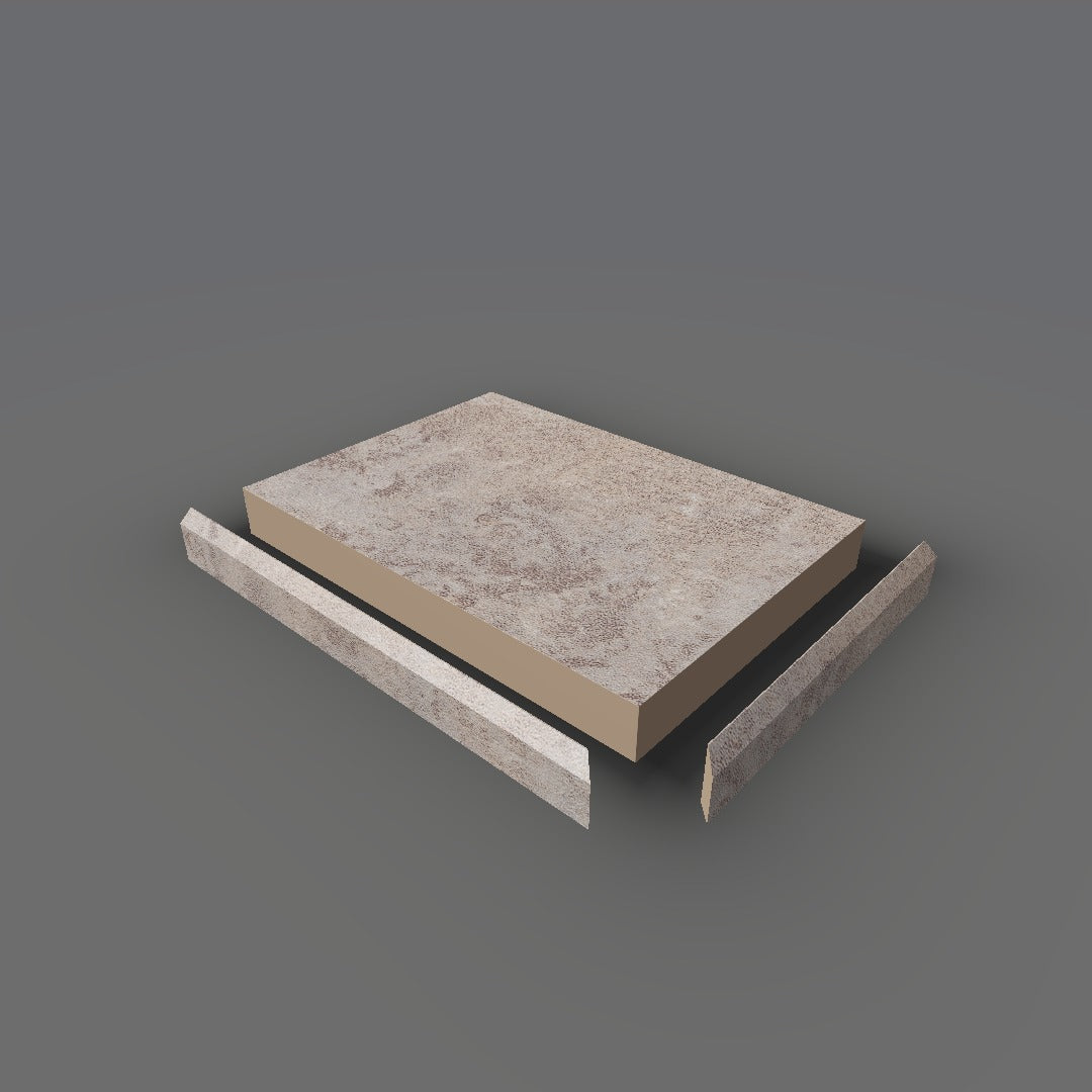 Formica 8831 exploded view - deck, bevel trim and MDF core