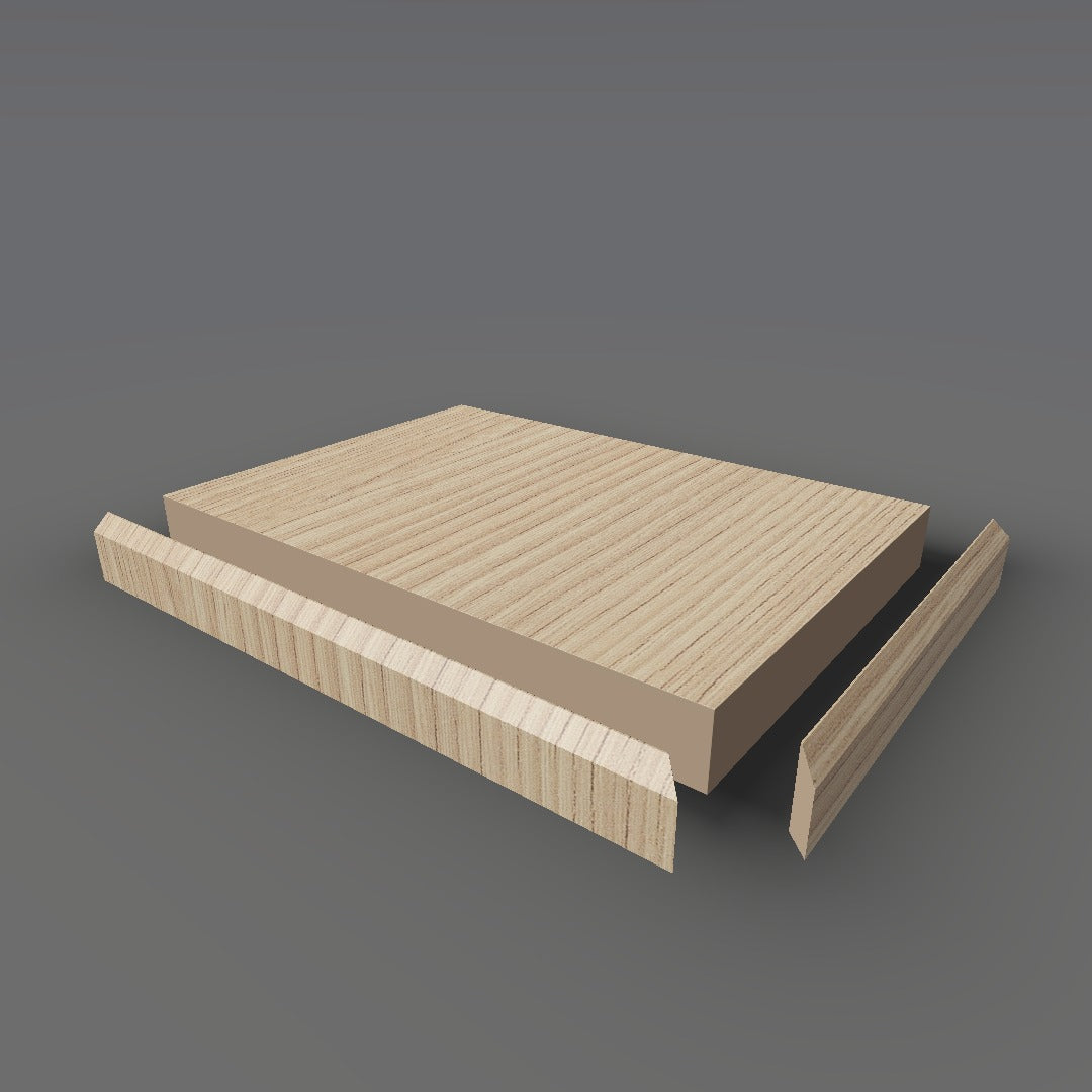 Formica 8844 exploded view - deck, bevel trim and MDF core