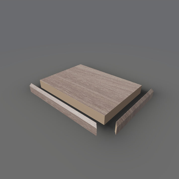 Formica 8845 exploded view - deck, bevel trim and MDF core
