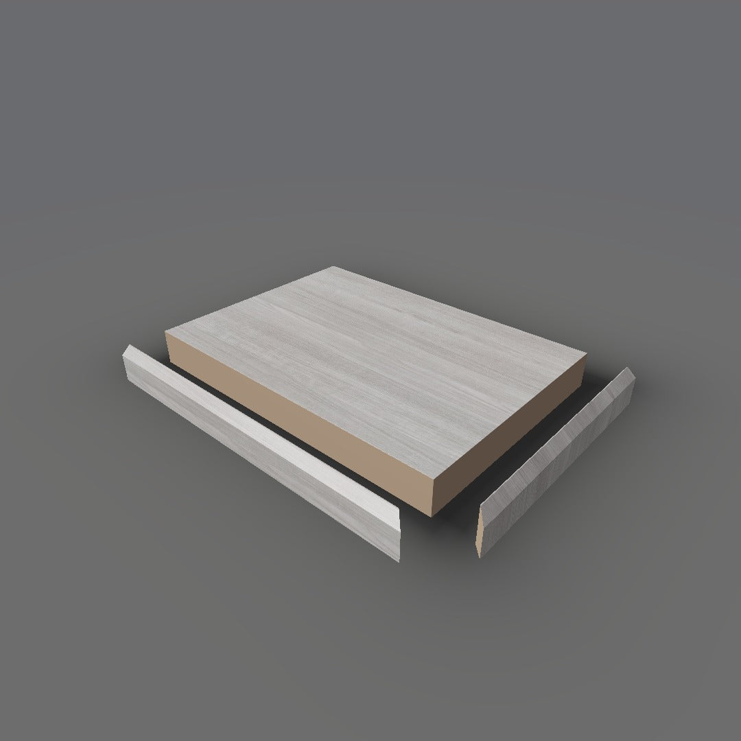 Formica 8907 exploded view - deck, bevel trim and MDF core