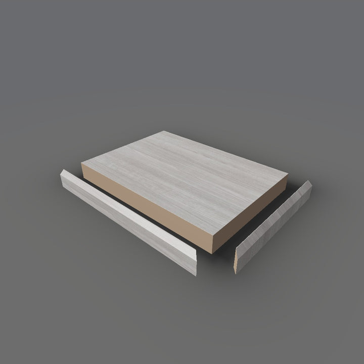 Formica 8907 exploded view - deck, bevel trim and MDF core