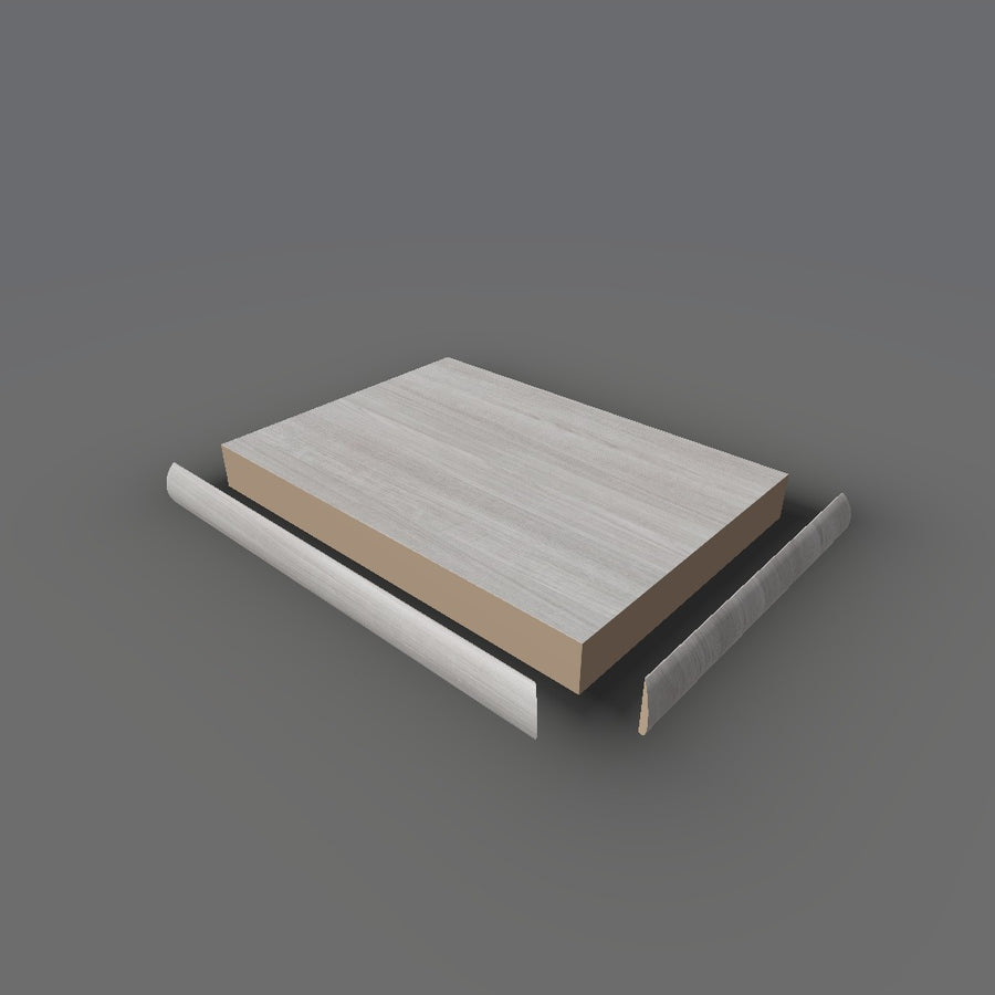 Formica 8907 exploded view - deck, bullnose trim and MDF core