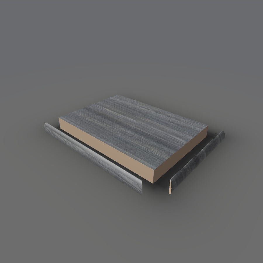 Formica 8908 exploded view - deck, bullnose trim and MDF core