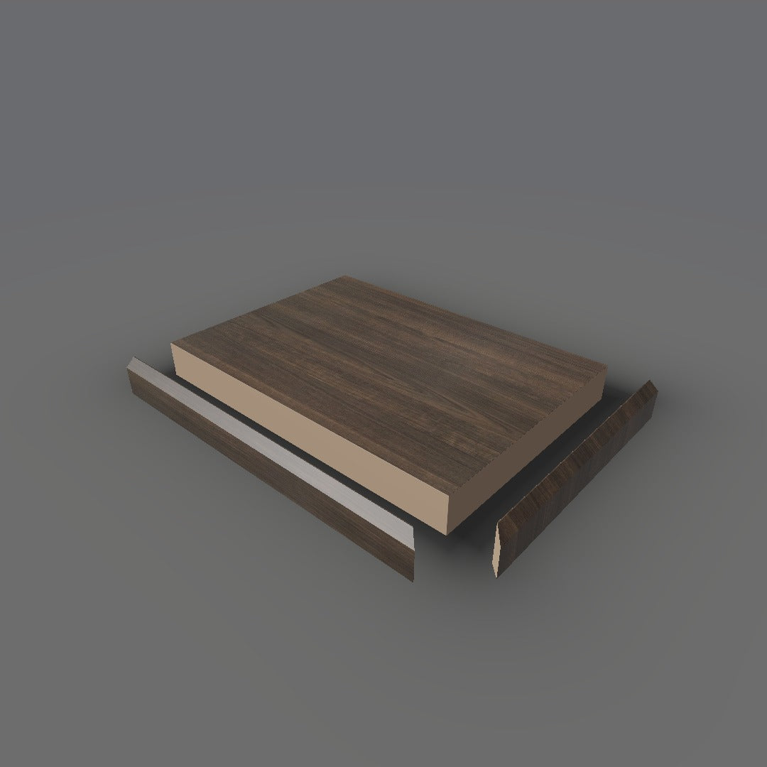 Formica 8909 exploded view - deck, bevel trim and MDF core