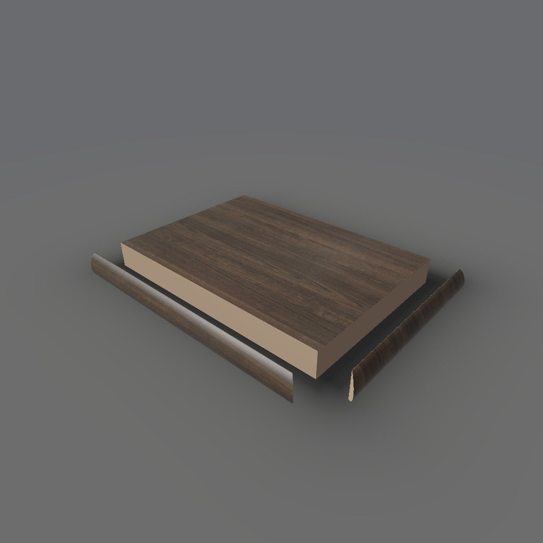 Formica 8909 exploded view - deck, bullnose trim and MDF core