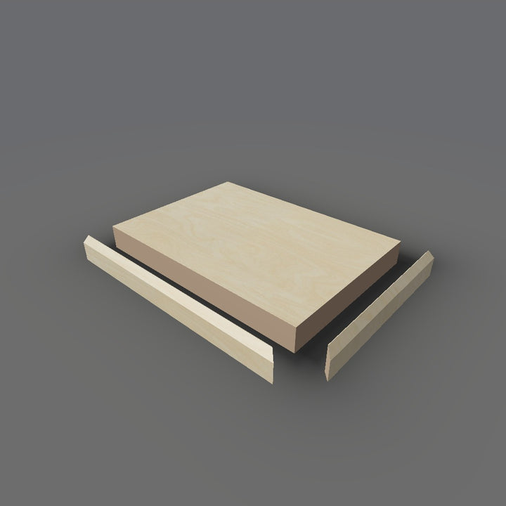 Formica 8910 exploded view - deck, bevel trim and MDF core