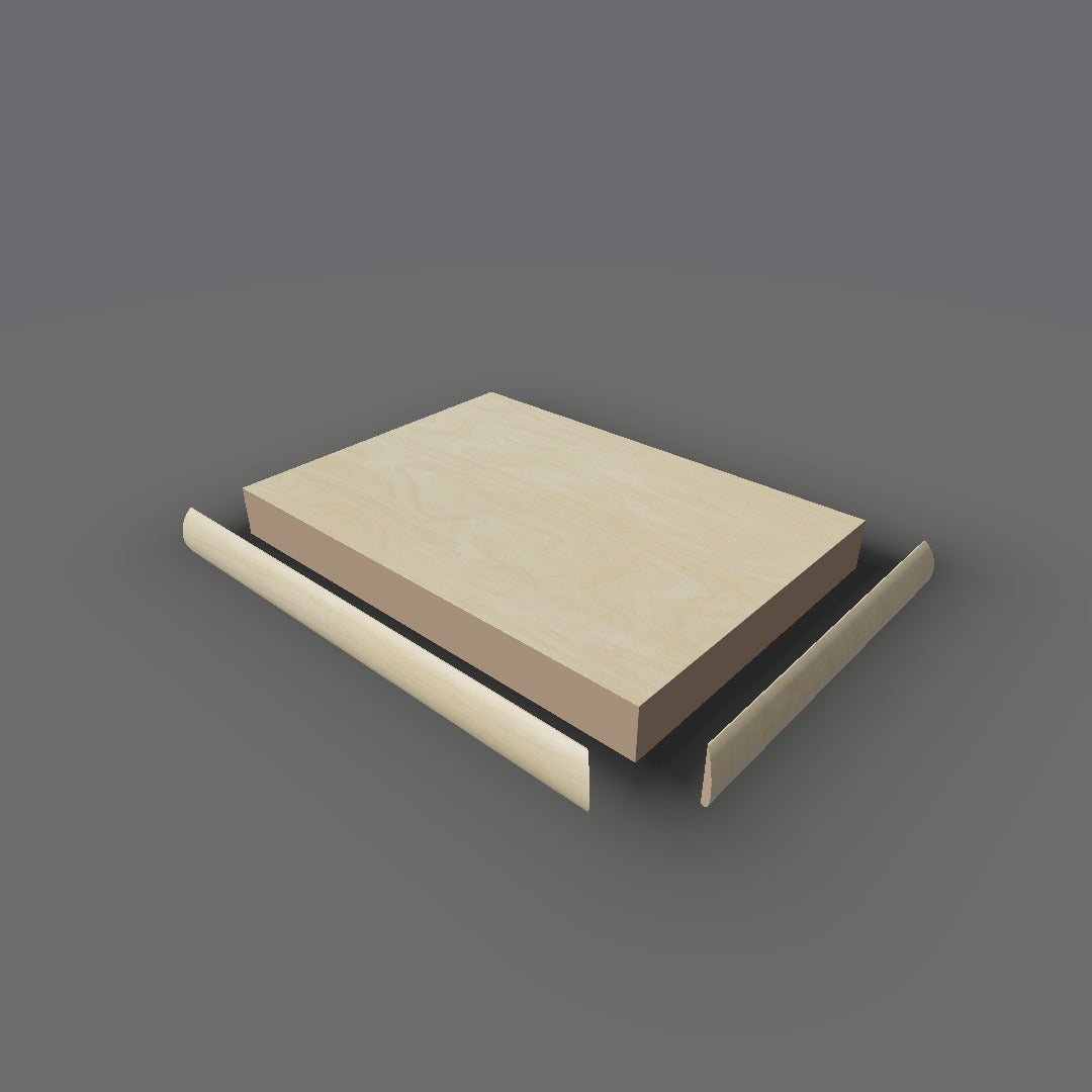 Formica 8910 exploded view - deck, bullnose trim and MDF core