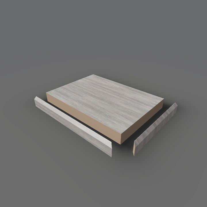 Formica 8914 exploded view - deck, bevel trim and MDF core