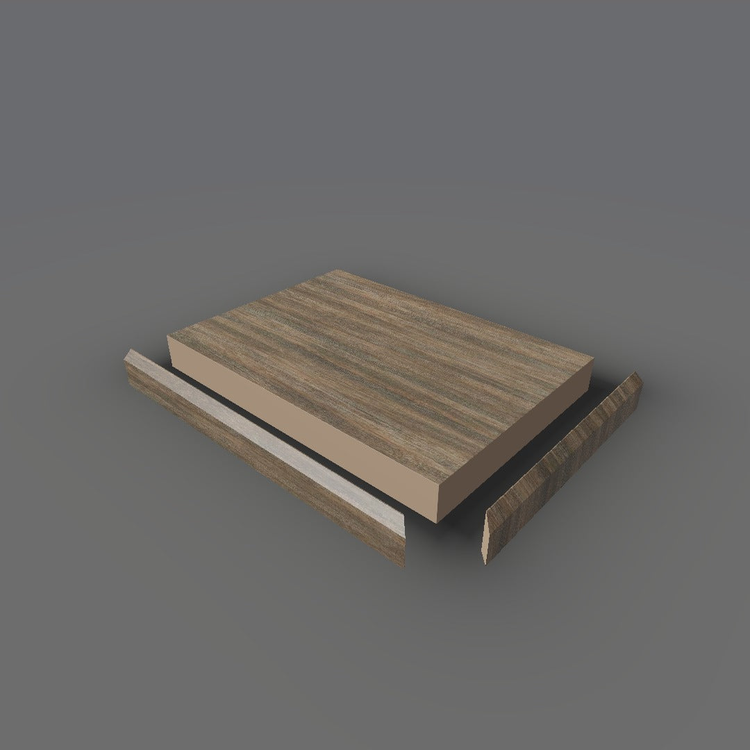 Formica 8915 exploded view - deck, bevel trim and MDF core