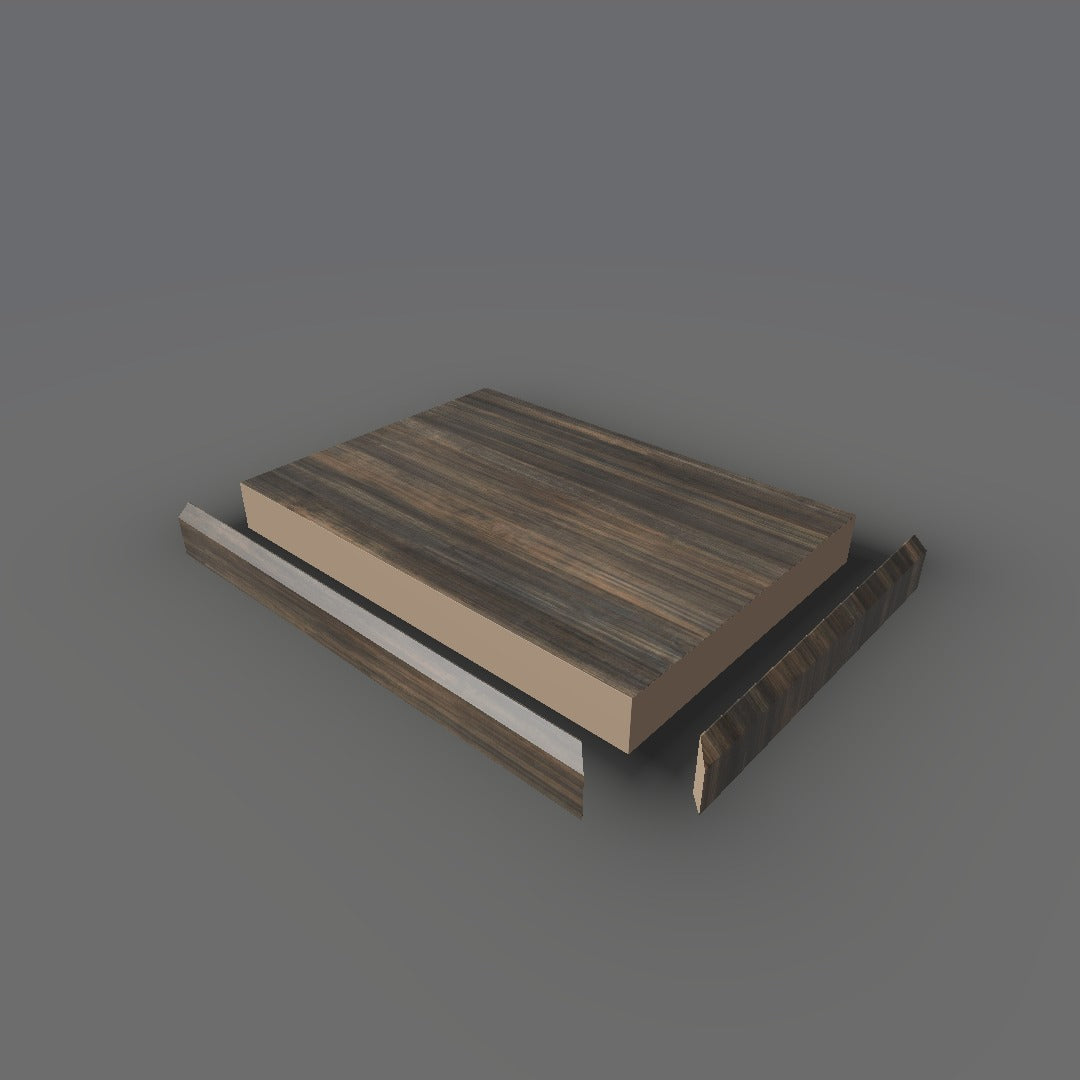 Formica 8919 exploded view - deck, bevel trim and MDF core