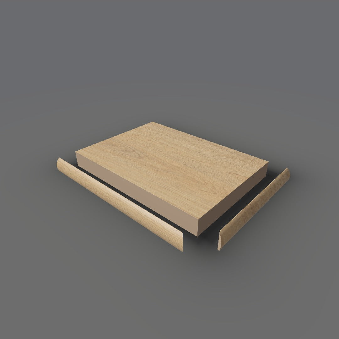Formica 9038 exploded view - deck, bullnose trim and MDF core