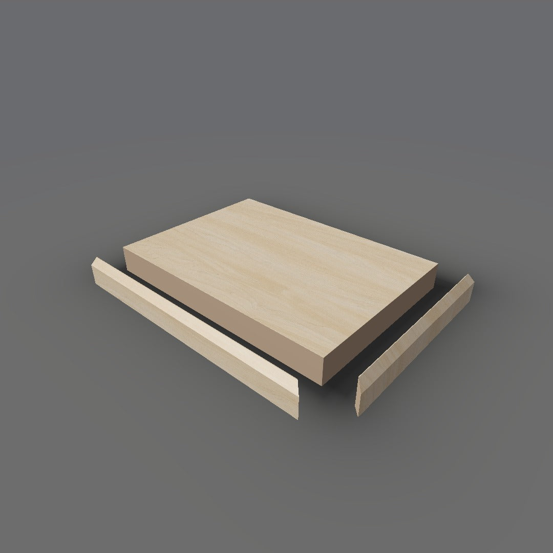 Formica 9039 exploded view - deck, bevel trim and MDF core