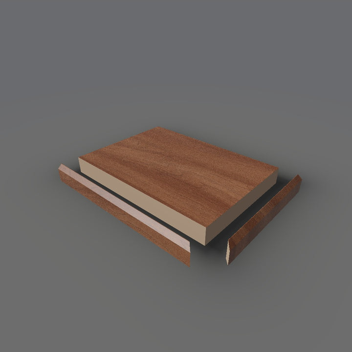 Formica 9040 exploded view - deck, bevel trim and MDF core