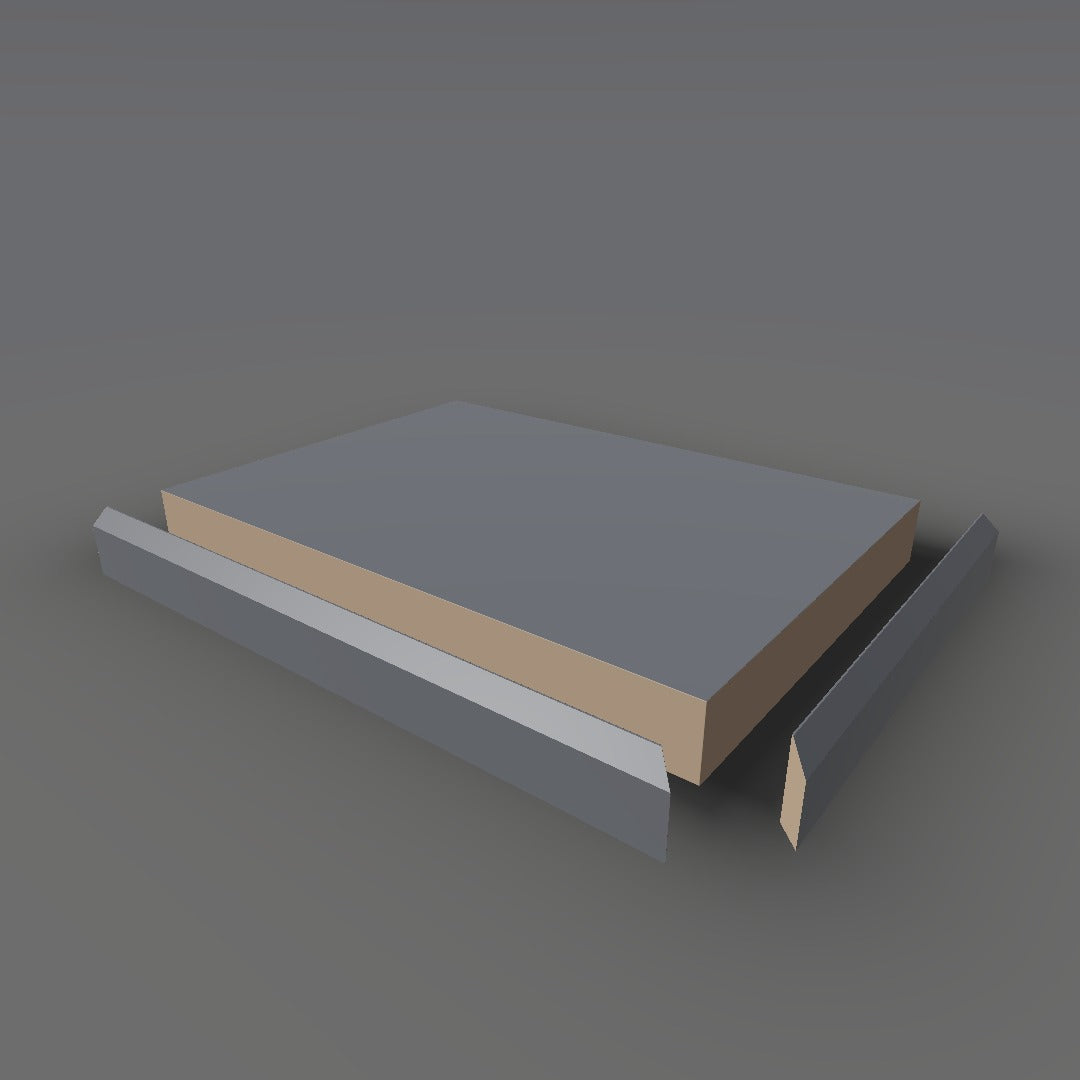 Formica 912 exploded view - deck, bevel trim and MDF core