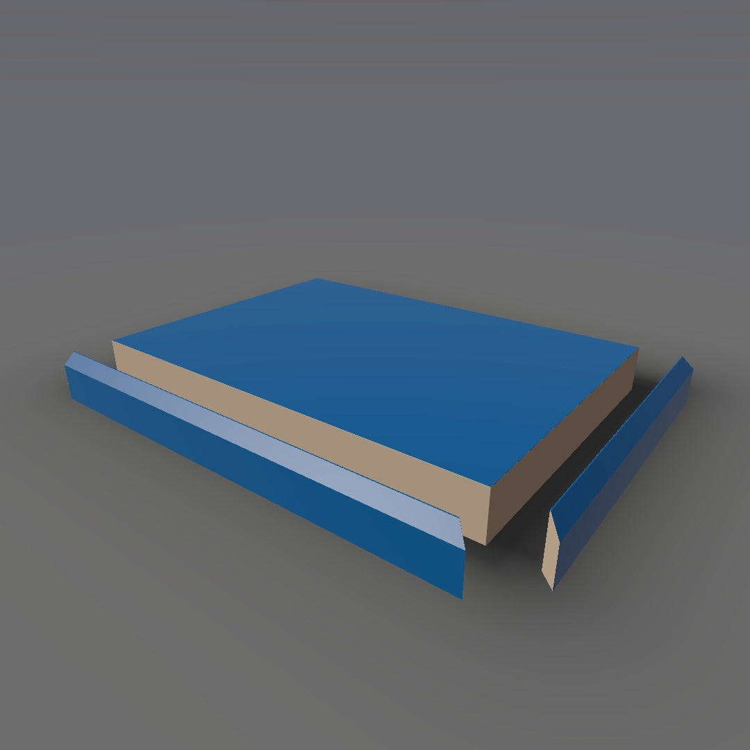 Formica 914 exploded view - deck, bevel trim and MDF core