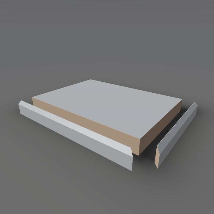 Formica 9242 exploded view - deck, bevel trim and MDF core