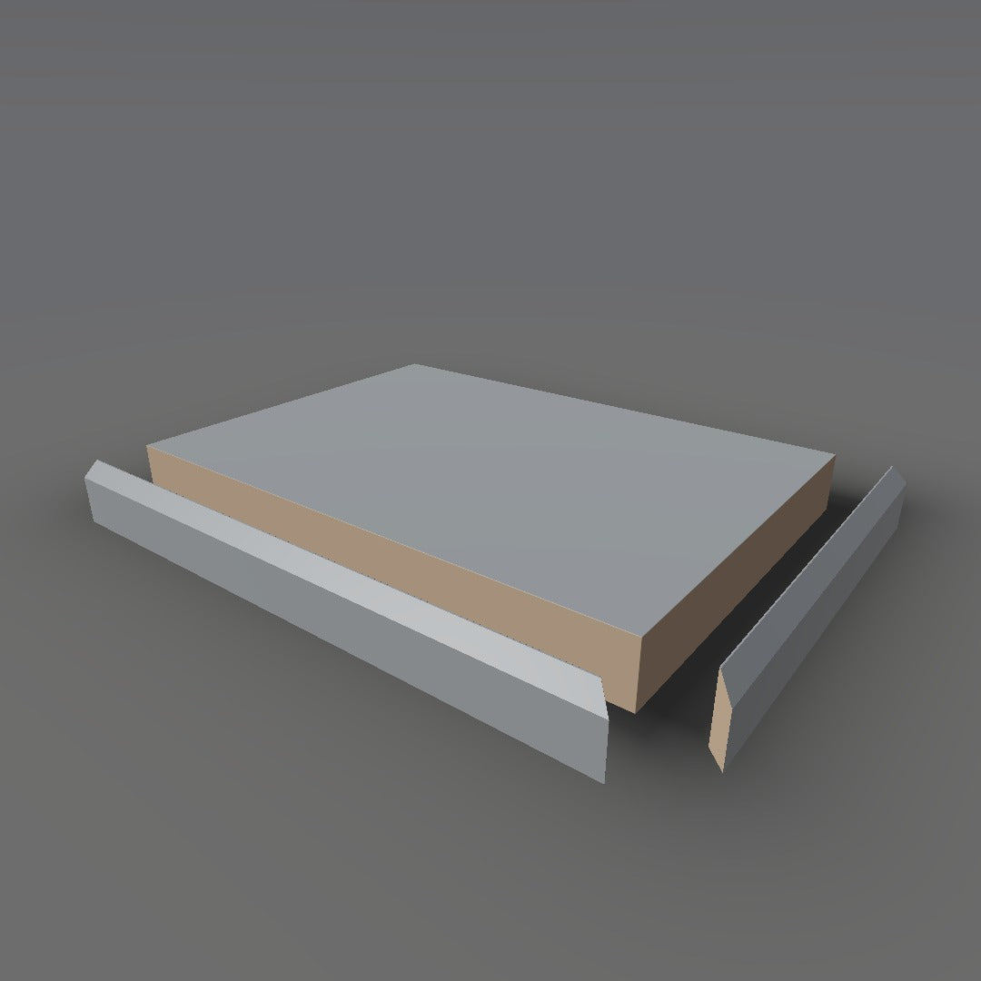 Formica 928 exploded view - deck, bevel trim and MDF core