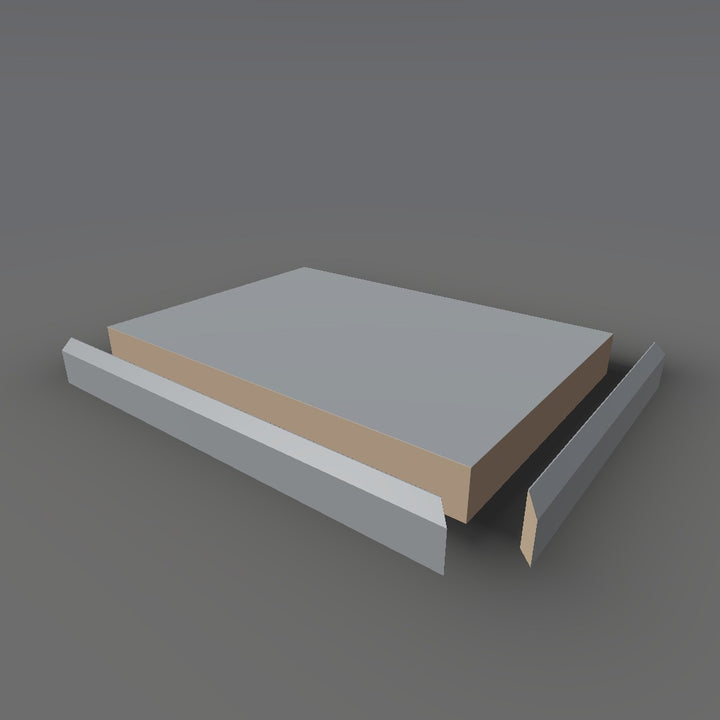 Formica 928 exploded view - deck, bevel trim and MDF core