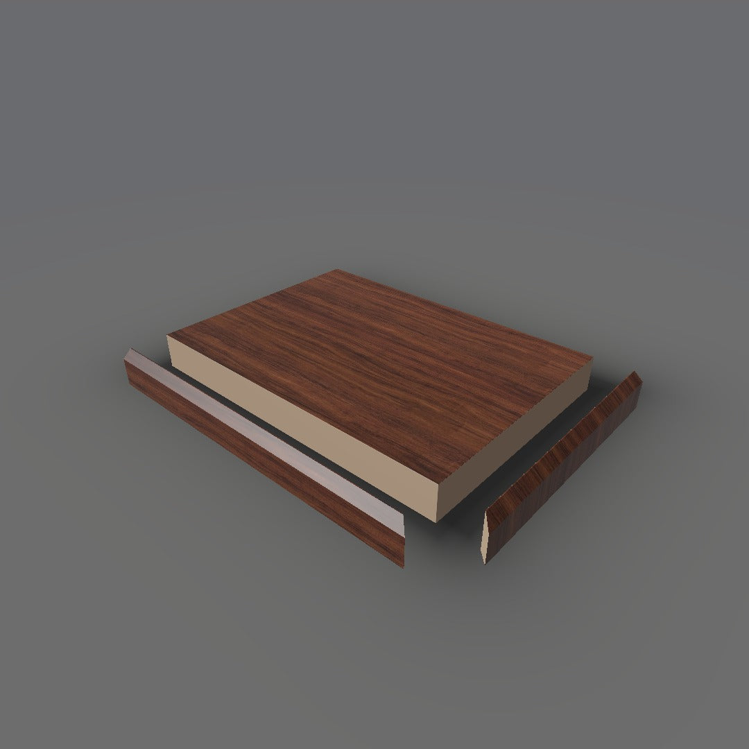 Formica 9288 exploded view - deck, bevel trim and MDF core