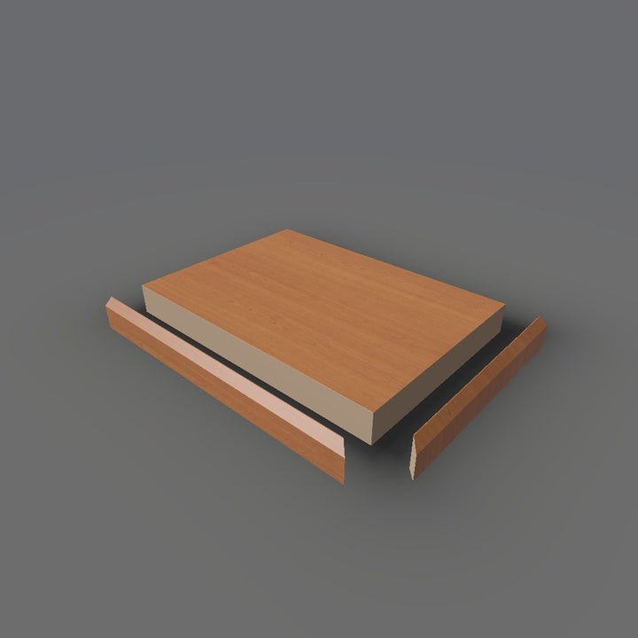 Formica 9293 exploded view - deck, bevel trim and MDF core