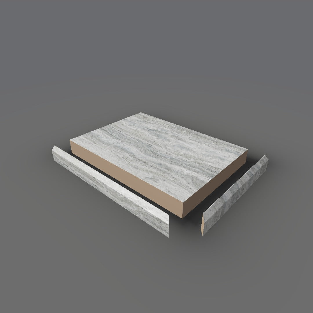 Formica 9302 exploded view - deck, bevel trim and MDF core