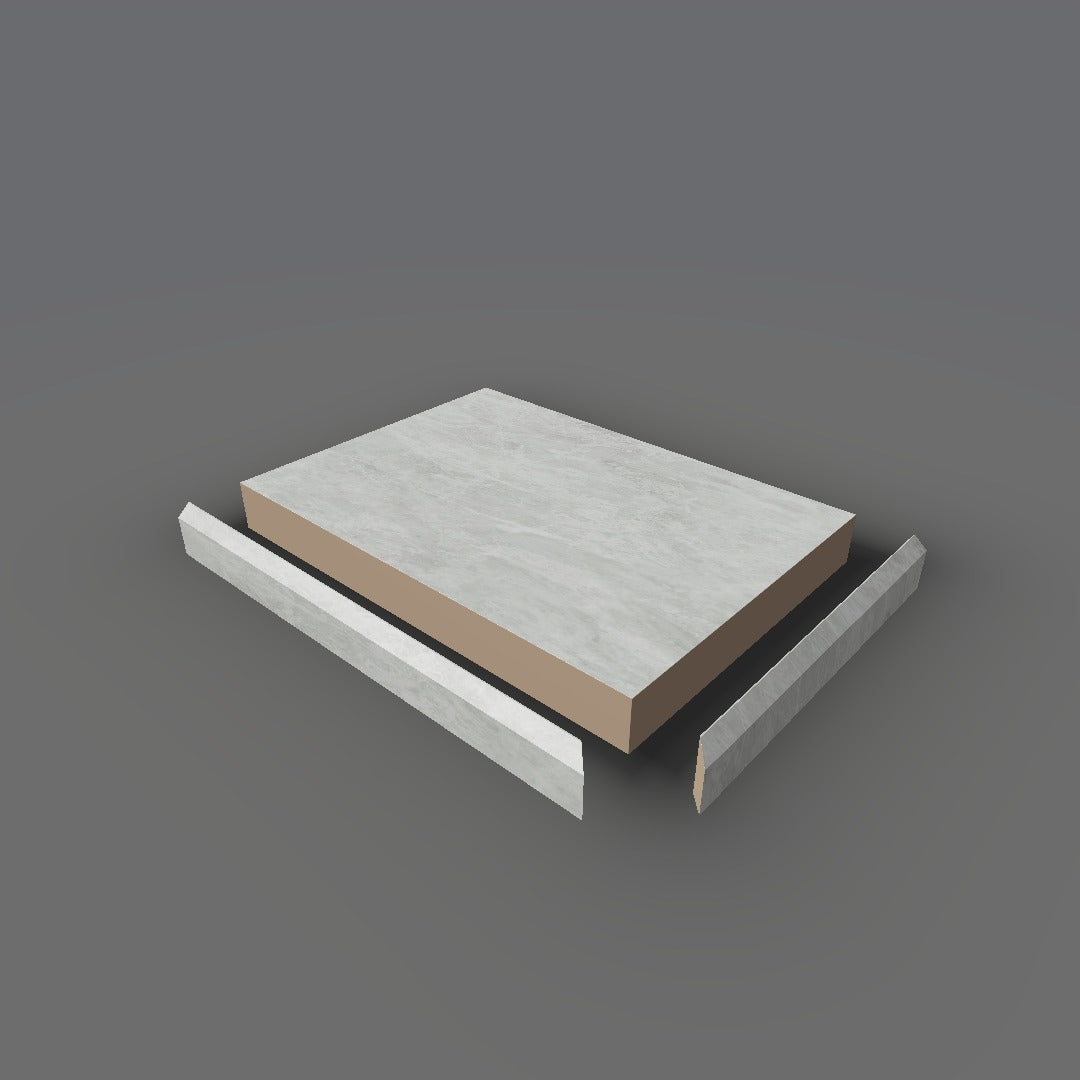 Formica 9306 exploded view - deck, bevel trim and MDF core