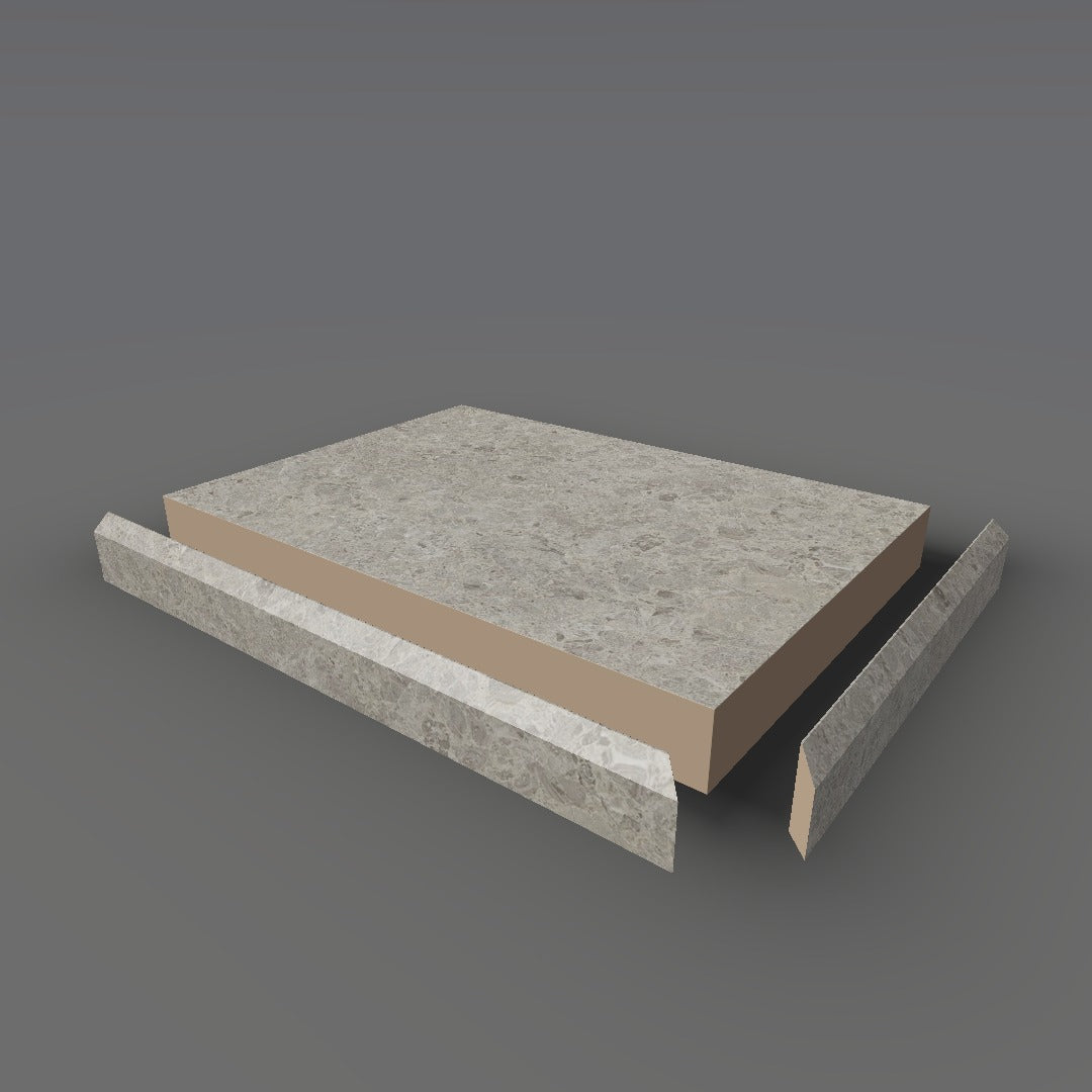 Formica 9307 exploded view - deck, bevel trim and MDF core