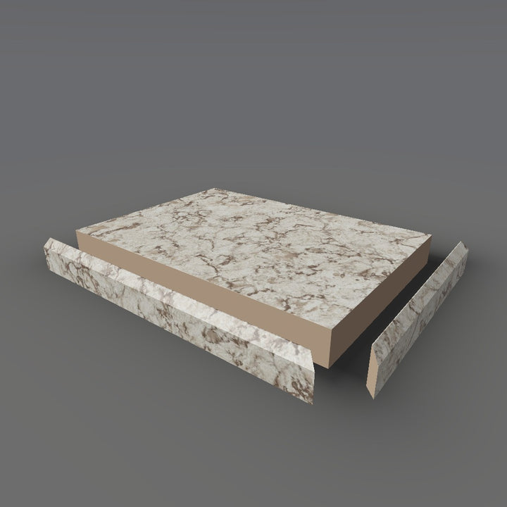 Formica 9309 exploded view - deck, bevel trim and MDF core