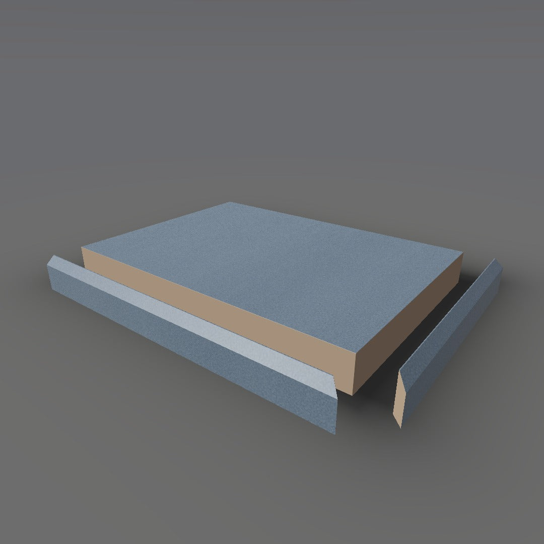 Formica 9320 exploded view - deck, bevel trim and MDF core