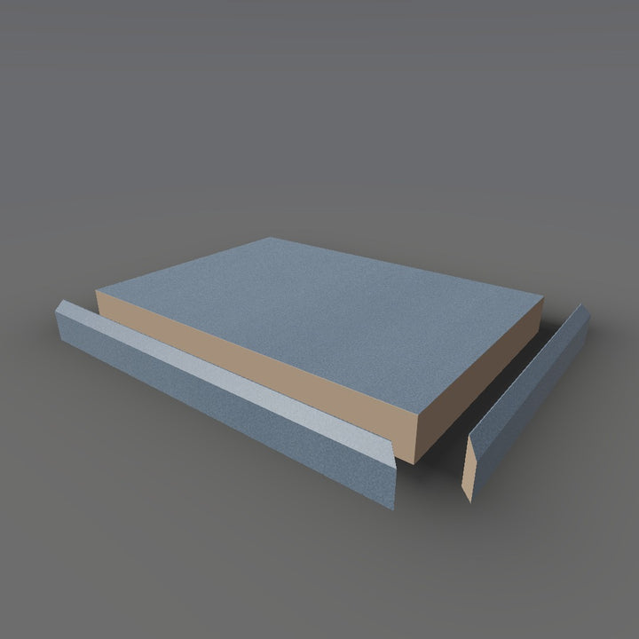Formica 9320 exploded view - deck, bevel trim and MDF core