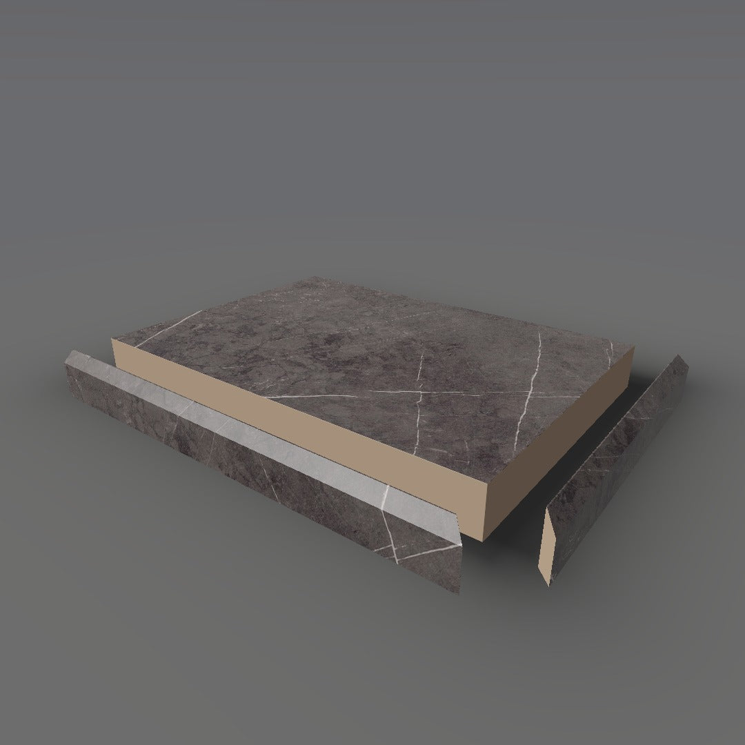 Formica 9483 exploded view - deck, bevel trim and MDF core