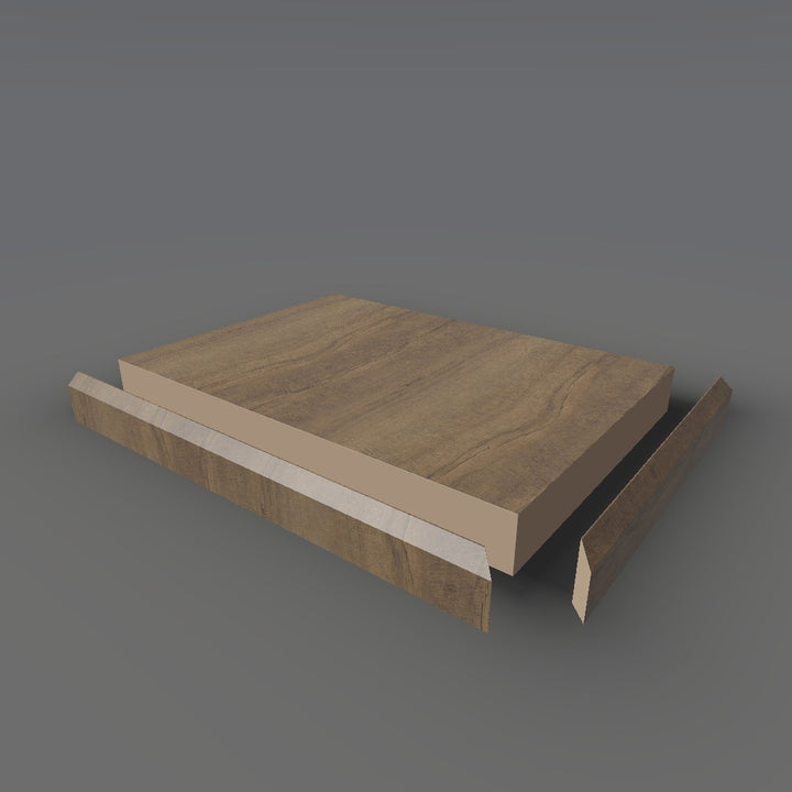 Formica 9484 exploded view - deck, bevel trim and MDF core